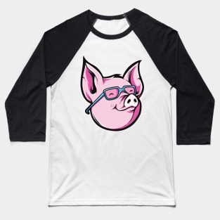 Cute Nerdy Pig - Cute Piggy Baseball T-Shirt